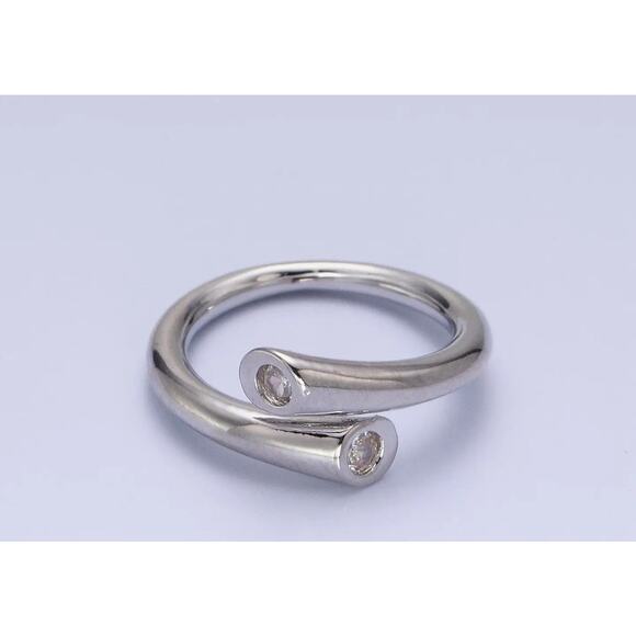 Dainty Unique Shape Hug Ring with Colorful Cz Crystal Stone - Picture 1 of 1